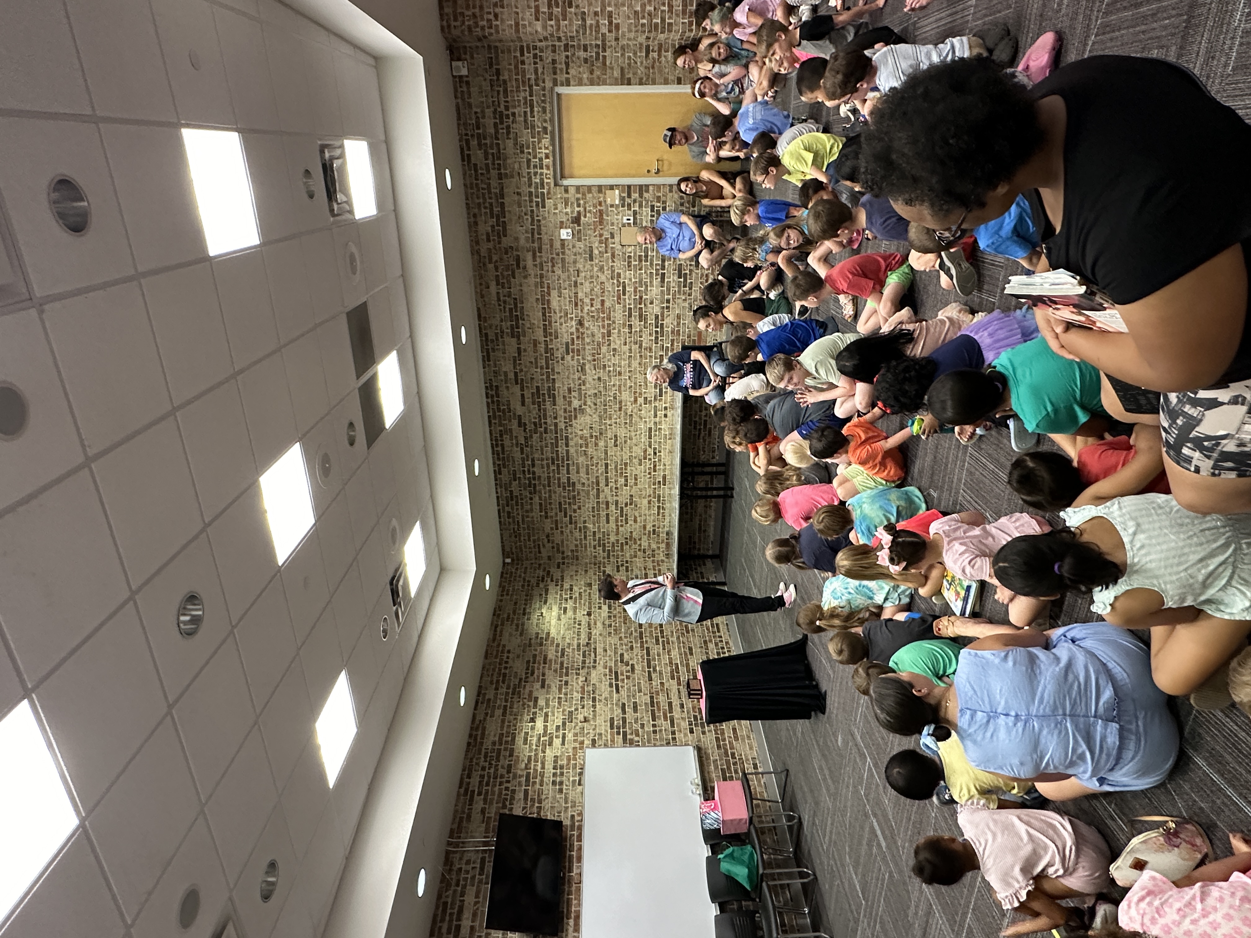 Joe Coover entertaining an audience at Oklahoma public library
